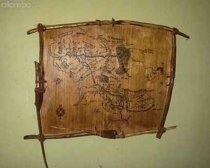 This project I made for my son for his Birthday coming up in a couple days. 
Fairly accurate depiction of middle earth.... with an extra Bay named after my son(wonder if he will ever notice lol) 
Frame is made of cedar limbs lashed(and glued) to the pic