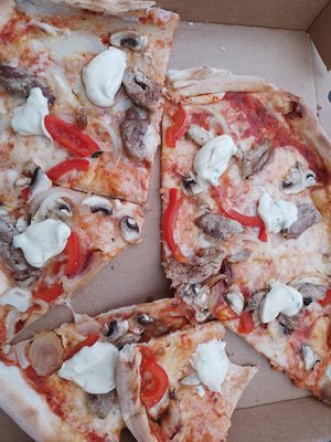 Normal meat content pizza :laugh: