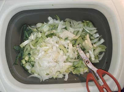 I cut leek with scissors, rinse and freeze so i can use when needed