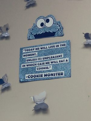 Cookie Monster.  Saw this while I was having blood work done. Thought I wou...