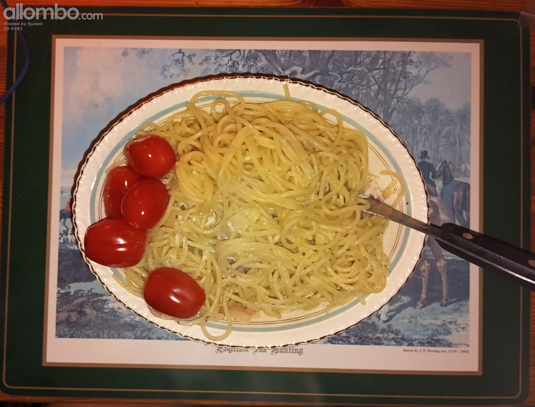 Simple pasta, spagetti with onion, garlic, pinch of basil,  Philadelphia an...