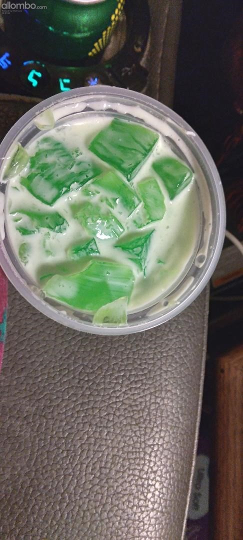 Under the lad is my Lime Parfait for dessert (just jelly in a cream type st...