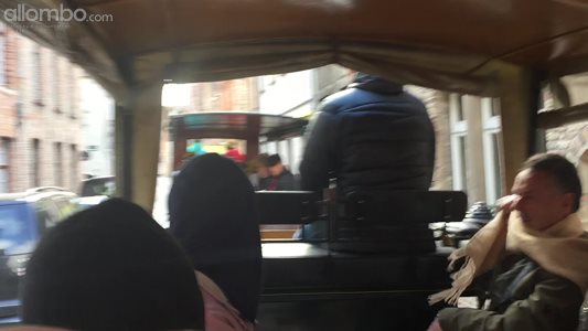 Horse ridden carriages in the streets of Brugge