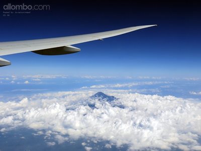 Wing over volcano