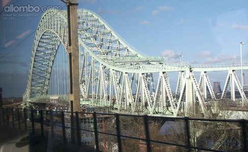 The famous Runcorn Bridge, photo taken thru a train window