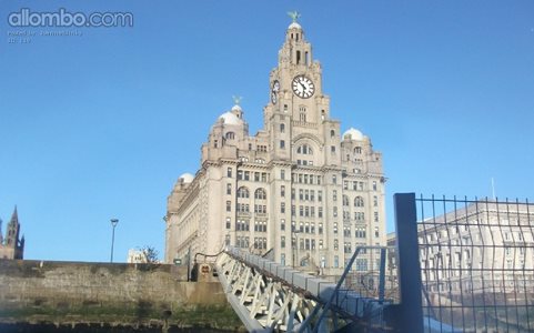 Royal Liver Building, Liverpool. View taken from a ferry on (yes) the Merse...