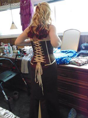 I had to lace my daughter's wedding dress corset ...... May 2014 ......