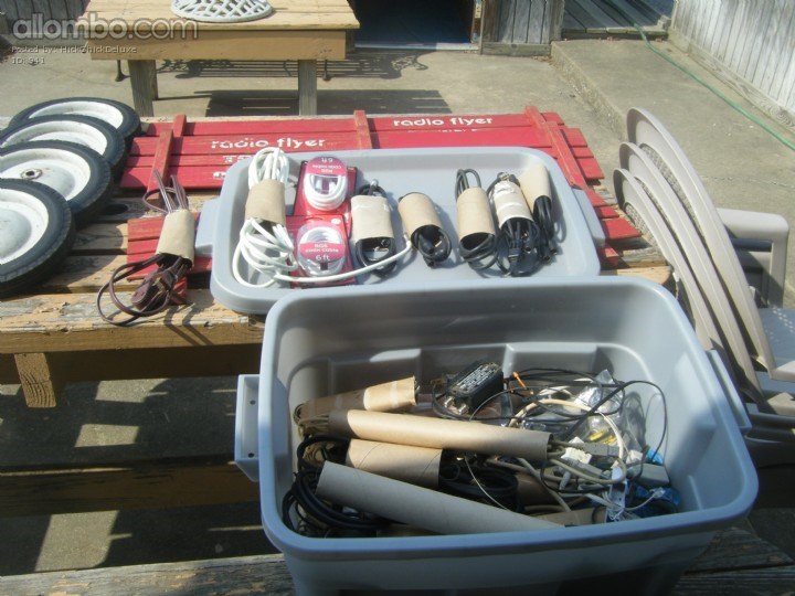 Got lots of loose wires?  We use empty toilet and  paper towel rolls to org...