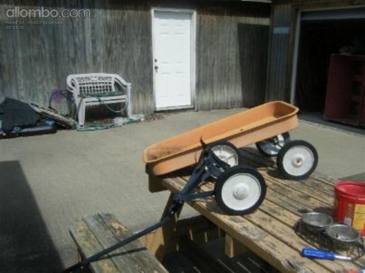An old Road Master wagon converted to a John Deere Wagon for my lil Sis