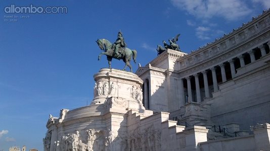 This is the 11Vittoriano massive white marble momument to the first king of...