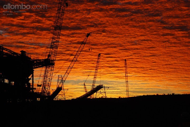 Sunrise through the cranes
