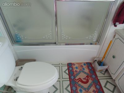 Bathroom before makeover - notice the tub and floor .....