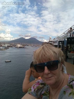 My wife, that's Vesuvius in the background.