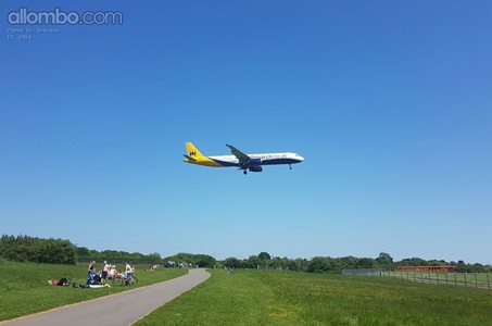 Monarch A321 landing at Birmingham Airport.